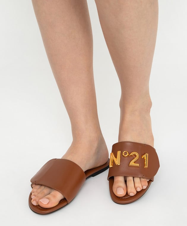 N21 Brown leather slippers 21ECP0NV11013 buy with Estonia delivery at Symbol