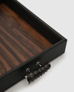 Lorenzi MIlano Wooden tray covered with leather 402211