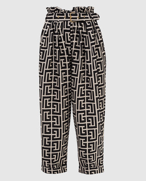 Balmain Wool trousers with logo pattern WF0PQ045W149