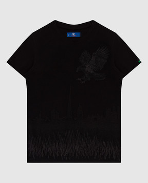 Stefano Ricci Children's black t-shirt with embroidery YNH84001DB803