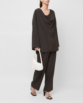 The Row Dark Green Silk Blouse 5640W1099