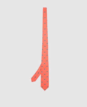Stefano Ricci Children's coral silk set of patterned tie and pache scarf YDHNG600