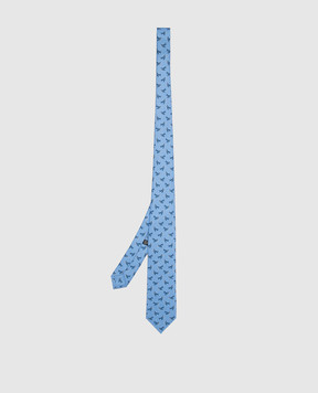 Stefano Ricci Children's light blue silk patterned tie and pache scarf set YDHNG500
