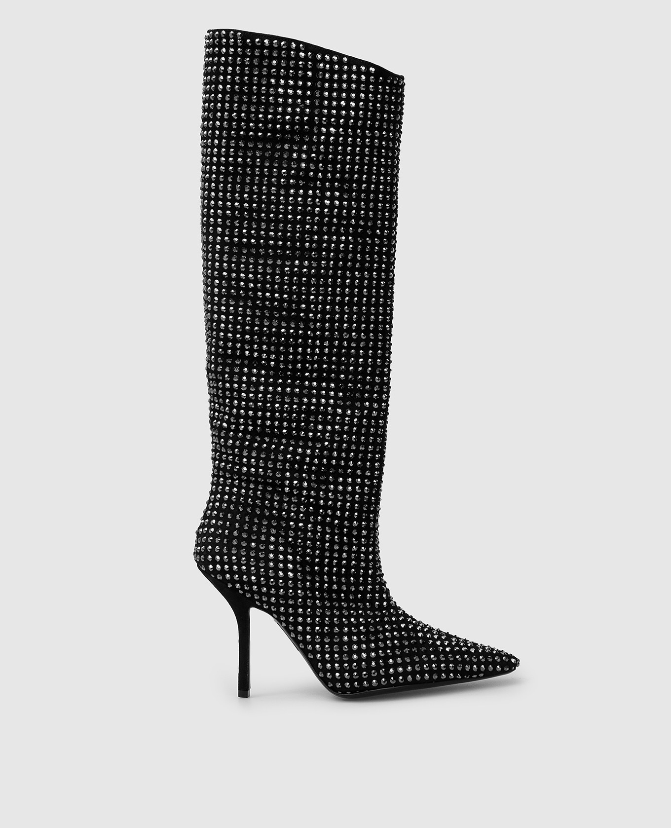 Black suede boots in swarovski crystals eddy daniele