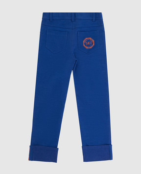 Stefano Ricci Children's blue trousers with embroidery YAT6S00020NORWIC