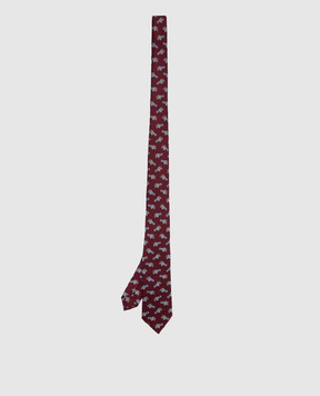 Stefano Ricci Patterned Tie and Pache Scarf Set for Children's Dark Violet Silk YDHNG700