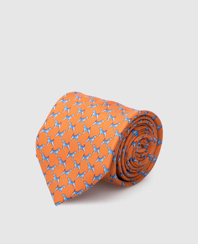 Stefano Ricci Children's orange silk set of patterned tie and shawl YDHNG300
