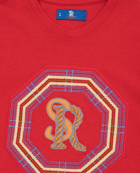 Stefano Ricci Children's red t-shirt with monogram embroidery YNH9200530803