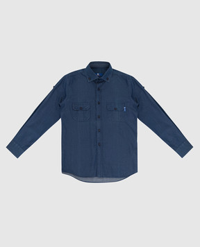 Stefano Ricci Children's dark blue patterned shirt YC002676EX1651