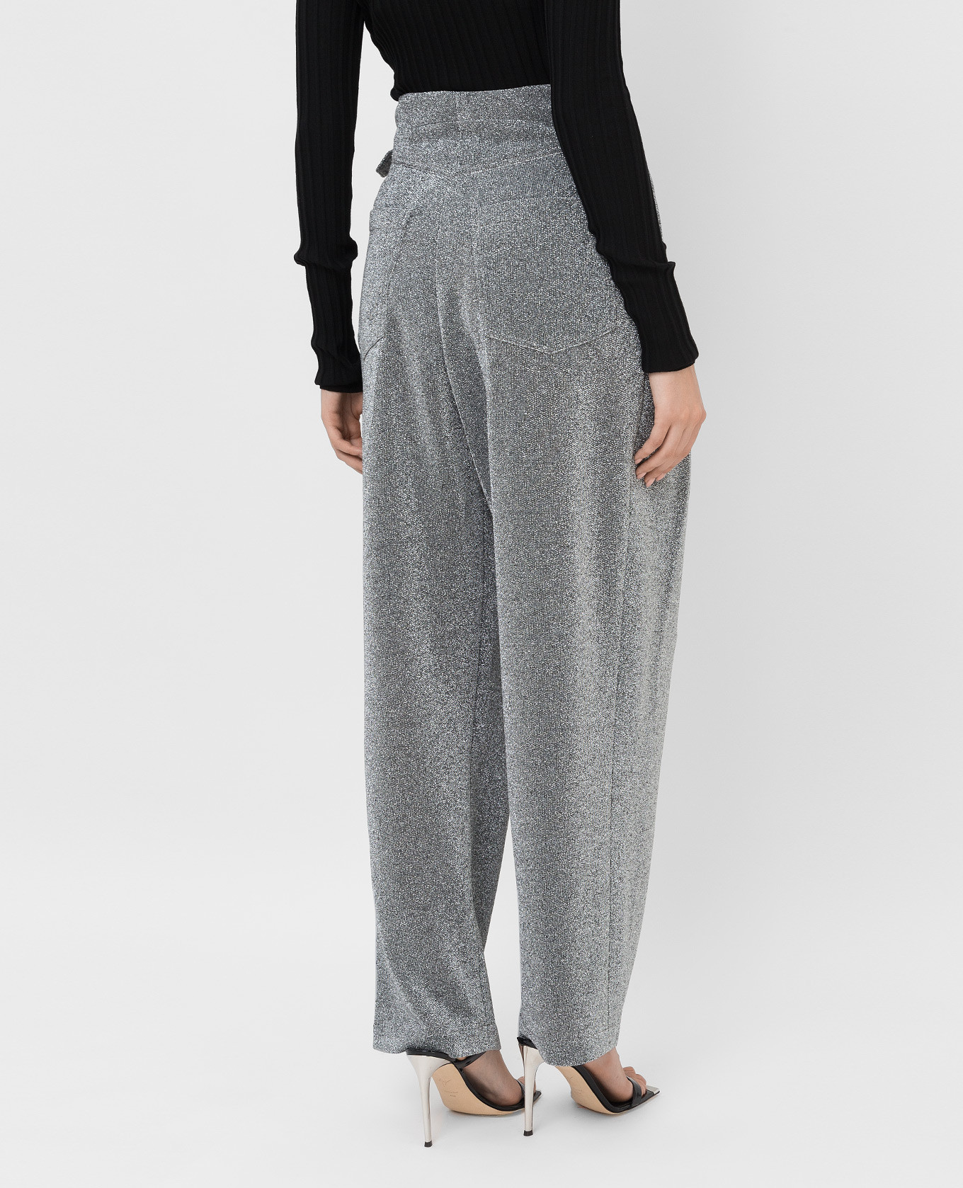 

Silver trousers with pintucks and lurex Balmain