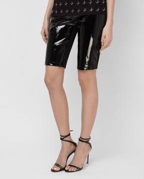 David Koma Black leather shorts R21DK08SH