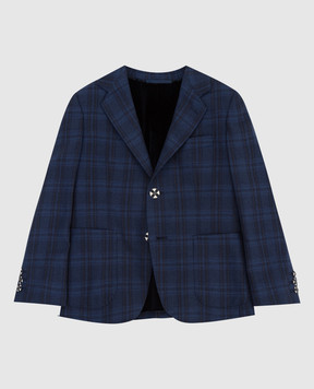 Stefano Ricci Checked cashmere and silk jacket for children Y1RFSDCM8HC3397