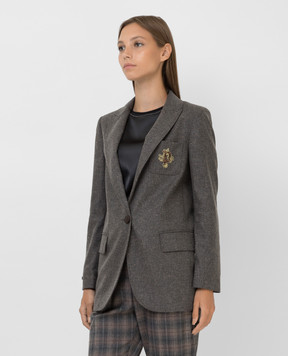 Peserico Gray jacket with logo embroidery S0185800Q908772