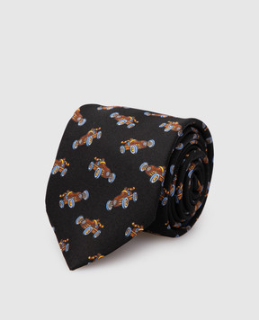 Stefano Ricci Children's black silk set of patterned tie and shawl YDHNG700