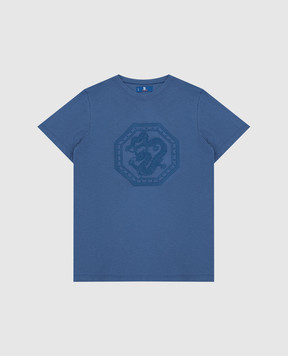 Stefano Ricci Children's blue t-shirt with embroidery YNH7200050803