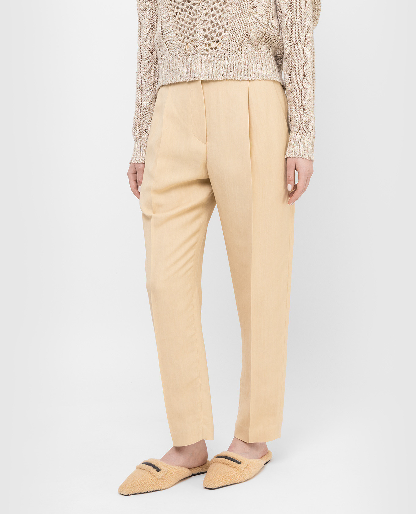 

High waisted yellow trousers Brunello Cucinelli