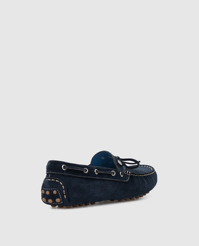 Stefano Ricci Children's dark blue suede moccasins YRU02G836SD