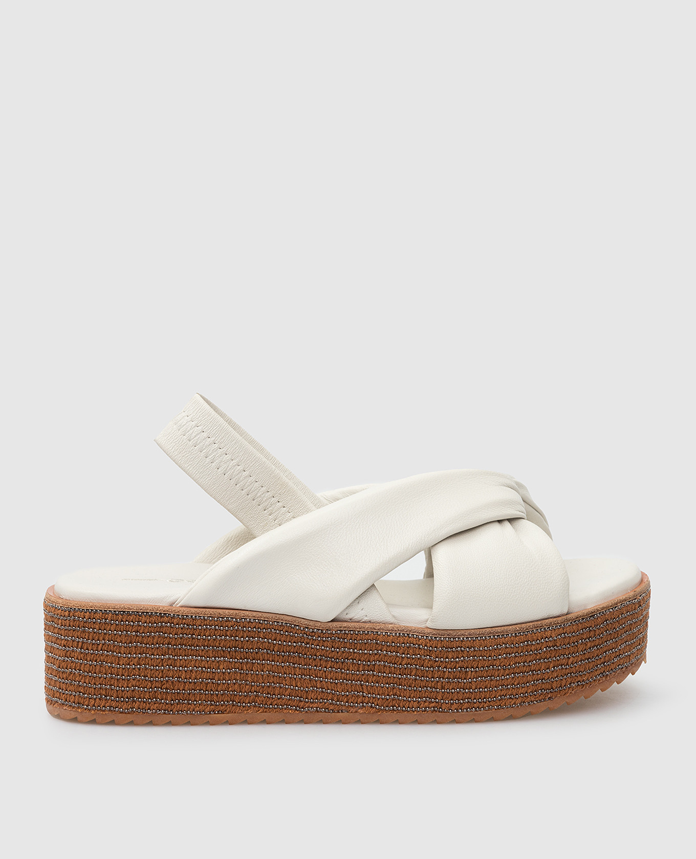 

White leather sandals on a voluminous sole with monili 181