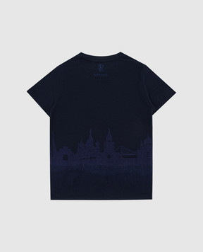 Stefano Ricci Children's dark blue t-shirt with embroidery YNH84001MS803