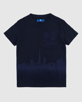 Stefano Ricci Children's dark blue t-shirt with embroidery YNH84001DB803