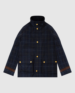 Stefano Ricci Children's navy check wool and cashmere jacket YXJ6K00010HTDPCK
