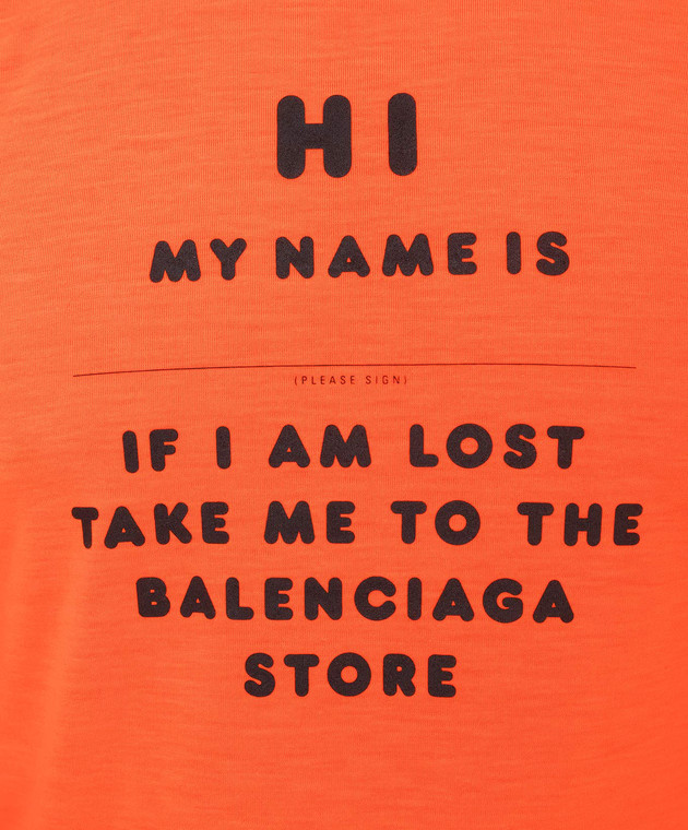Balenciaga - Neon Orange Hi My Name Is Print T-shirt 661705TKVK4