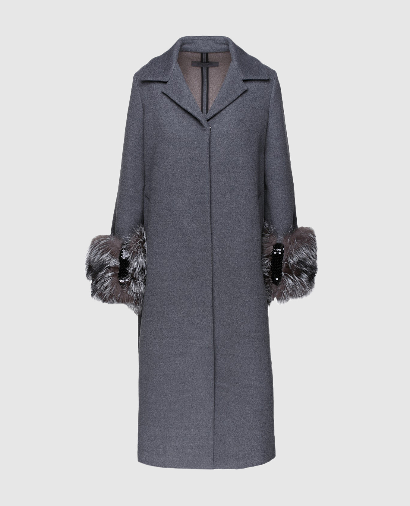 

Gray coat with fur Simonetta Ravizza, Серый