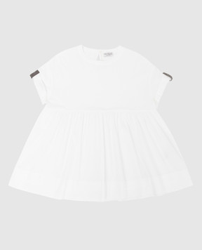 Brunello Cucinelli Children's white combo top with chains B0A45T035C