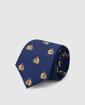 Stefano Ricci Children's navy blue silk patterned tie and pache scarf set YDHNG600