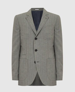 Brunello Cucinelli Striped silk and linen blazer MW4397BND