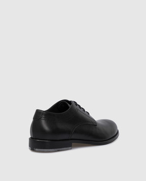 Stefano Ricci Kids Black Leather Derbies YRU59CG818VT