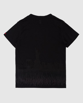 Stefano Ricci Children's black t-shirt with embroidery YNH84001NY803