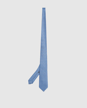 Stefano Ricci Children's blue silk set of patterned tie and shawl YDX35001