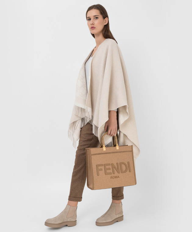 Fendi - Reversible wool and cashmere poncho with fringes