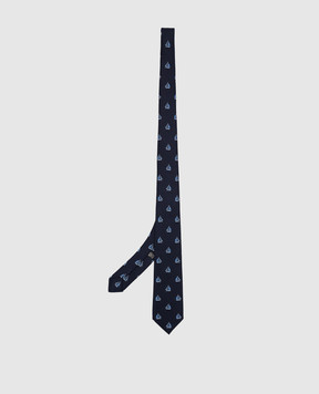 Stefano Ricci Children's navy blue silk patterned tie and pache scarf set YDHNG600