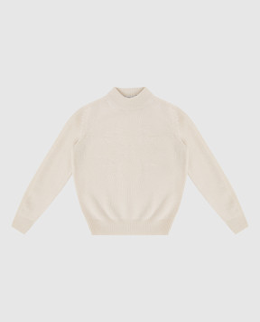 Stefano Ricci Children's light beige cashmere sweater with a pattern KYS8300L10SY6480