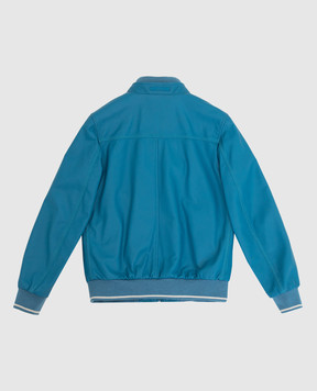 Stefano Ricci Children's turquoise leather bomber jacket YDJ92001005110
