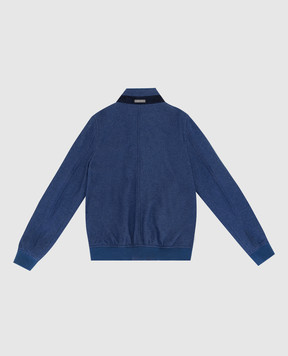 Stefano Ricci Children's jacket in silk and cashmere with suede inserts YDJ94003203824