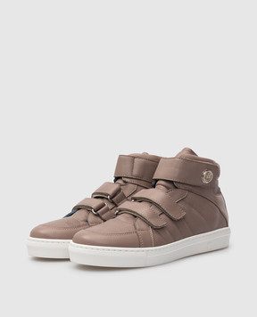 Stefano Ricci Children's dark beige patterned leather hi-tops YRU543G846VHVHAP