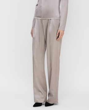 Sally LaPointe Gray silk trousers RS19704201