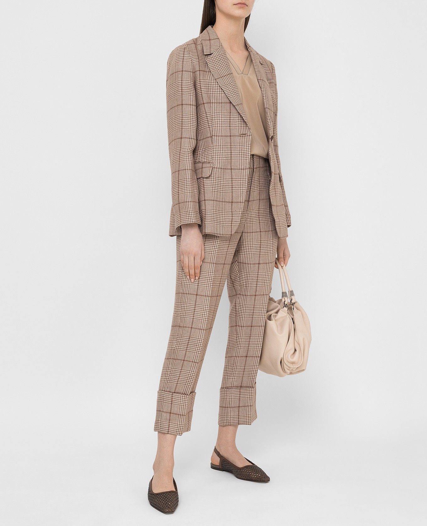 

Checked linen trousers Brunello Cucinelli, Beige