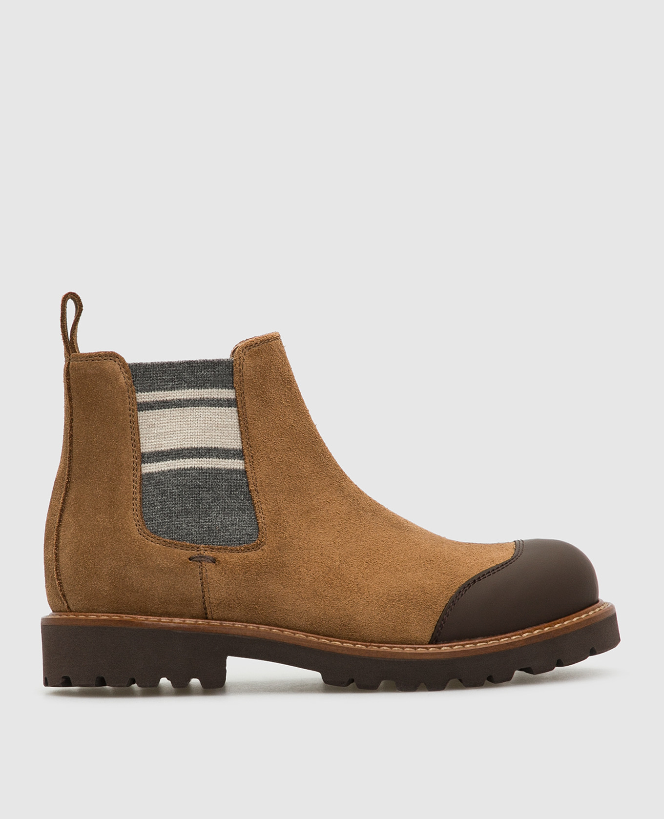 Kids brown suede chelsea brunello cucinelli