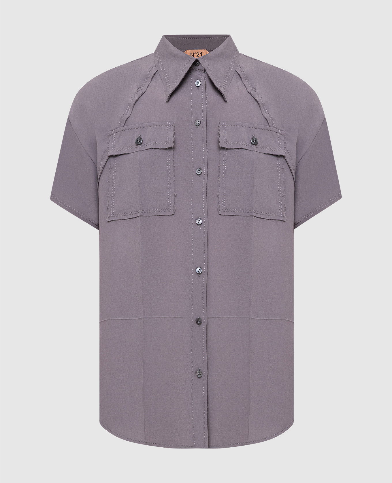 

Gray shirt with raw edges and cutout back N21, Grey