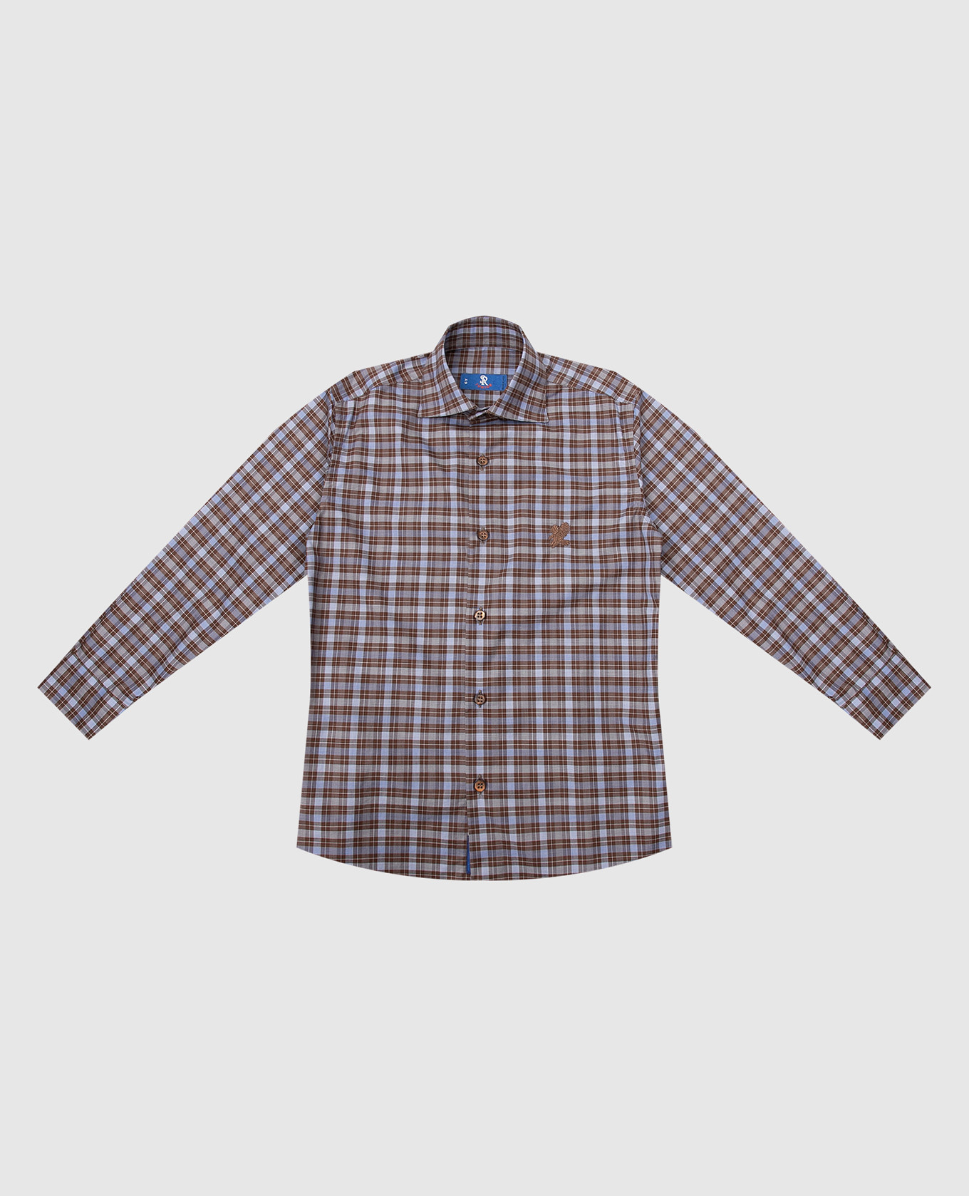 

Children's brown checkered shirt with logo Stefano Ricci