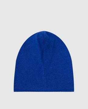Stefano Ricci Children's blue cashmere hat with emblem YAK6S10CUFF6SA04