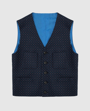 Stefano Ricci Navy blue patterned wool vest Y3E0101000W806