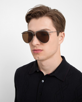 Alexander McQueen Aviator sunglasses with brown lenses AM0115S30001841