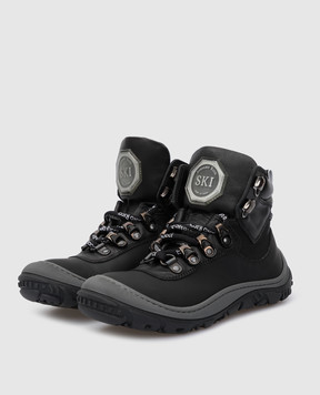 Stefano Ricci Children's black boots with emblem YRU6SG800GOTEVH