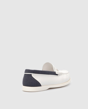 Stefano Ricci Children's white leather slippers YRU02G8090SKTS