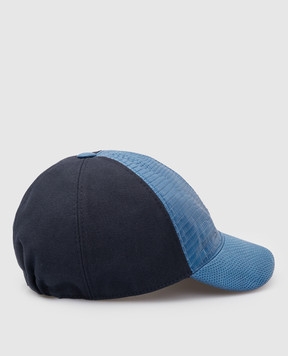 Stefano Ricci Children's dark blue cap with leather inserts YVF5347CFVRL